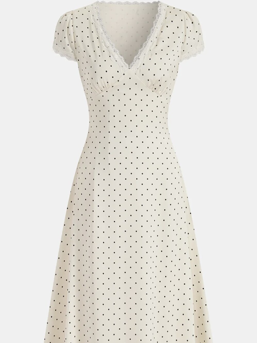 Commense White Maxi Dress with Black Polka Dots